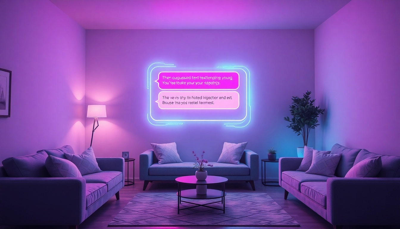 AI sexting interface in a cozy setting showcasing suggestive messages.