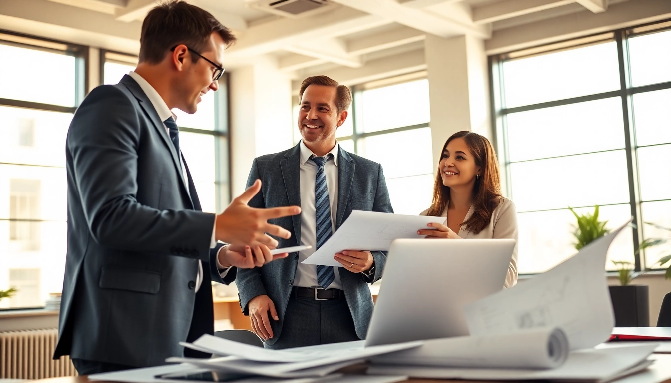 Headhunter Ingenieure beraten Ingenieur im modernen Büro über Karrierechancen.