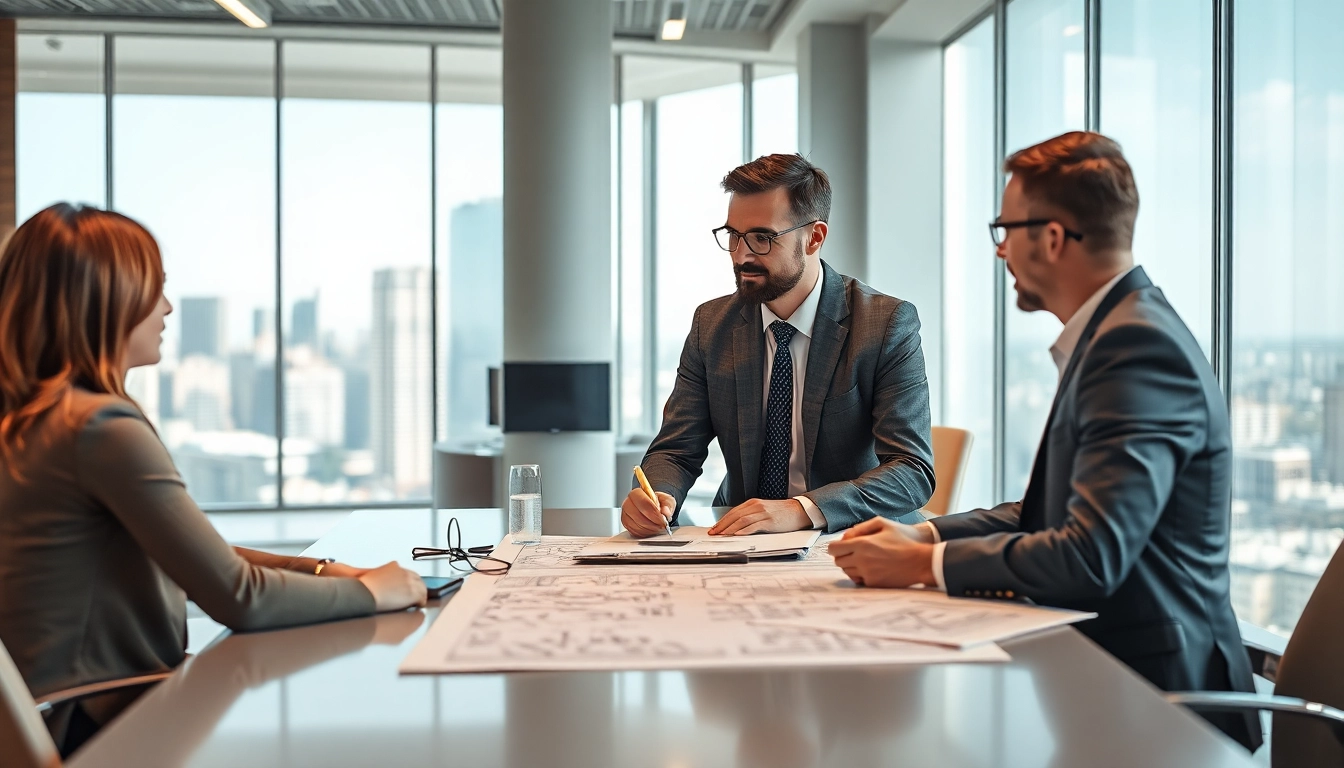 Headhunter Ingenieure bei einer Besprechung mit klassischen Elementen für Rekrutierung.