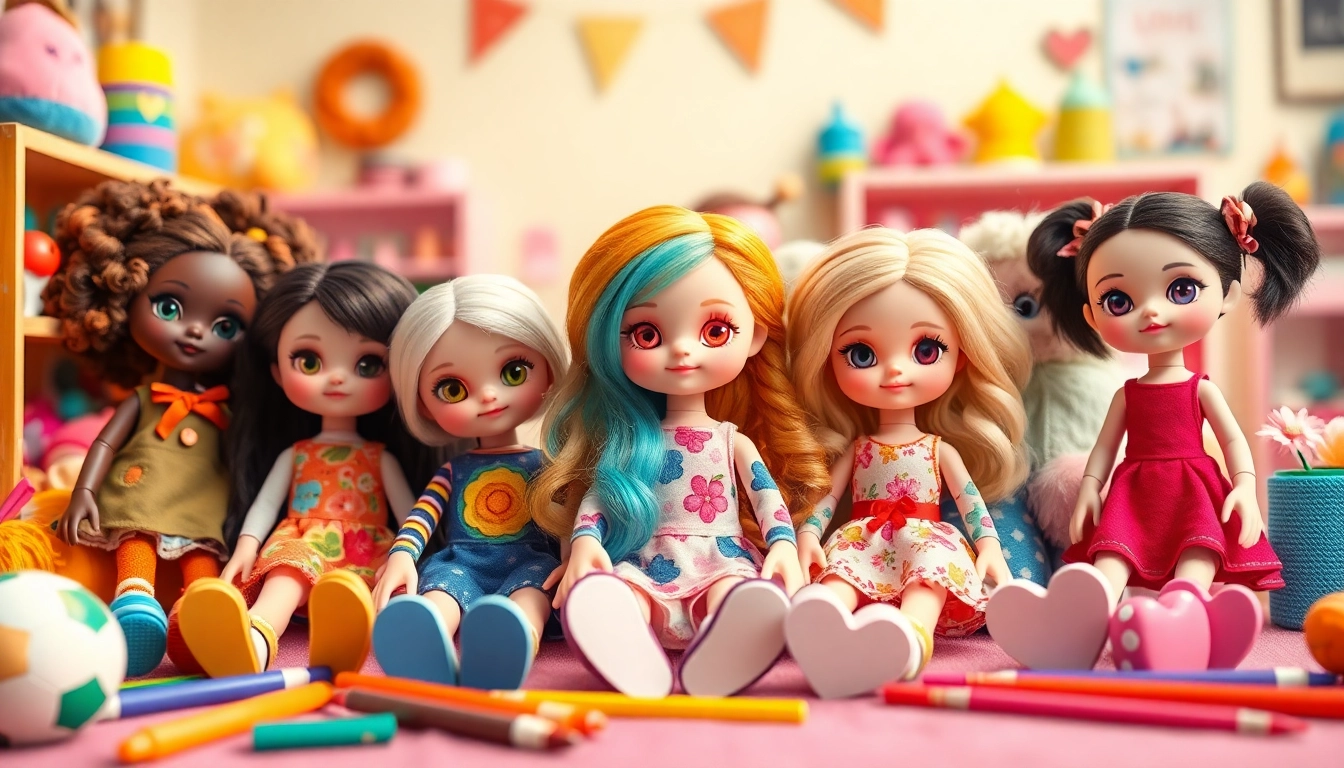 Gestalte kreative Welten mit einzigartigen Gutdolls in einem lebhaften Spielzimmer.