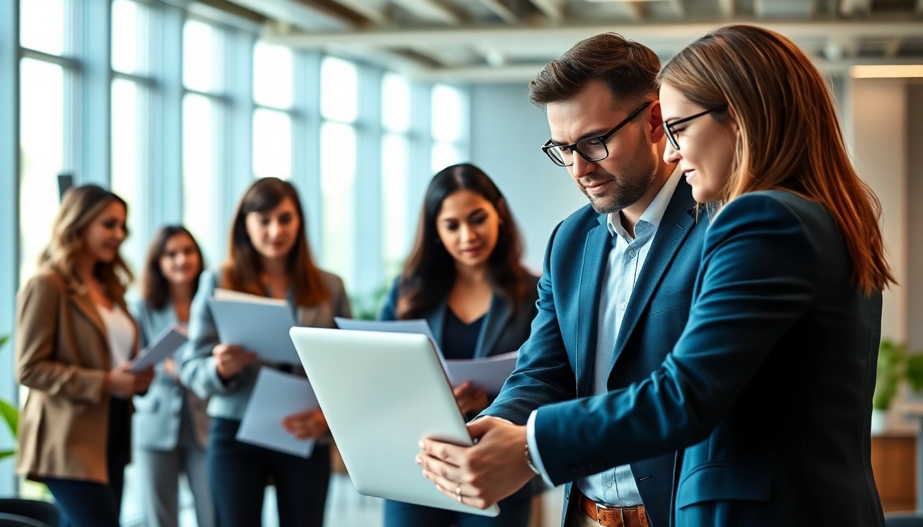 Headhunter IT professionell berät Kandidaten in einem modernen Büro.