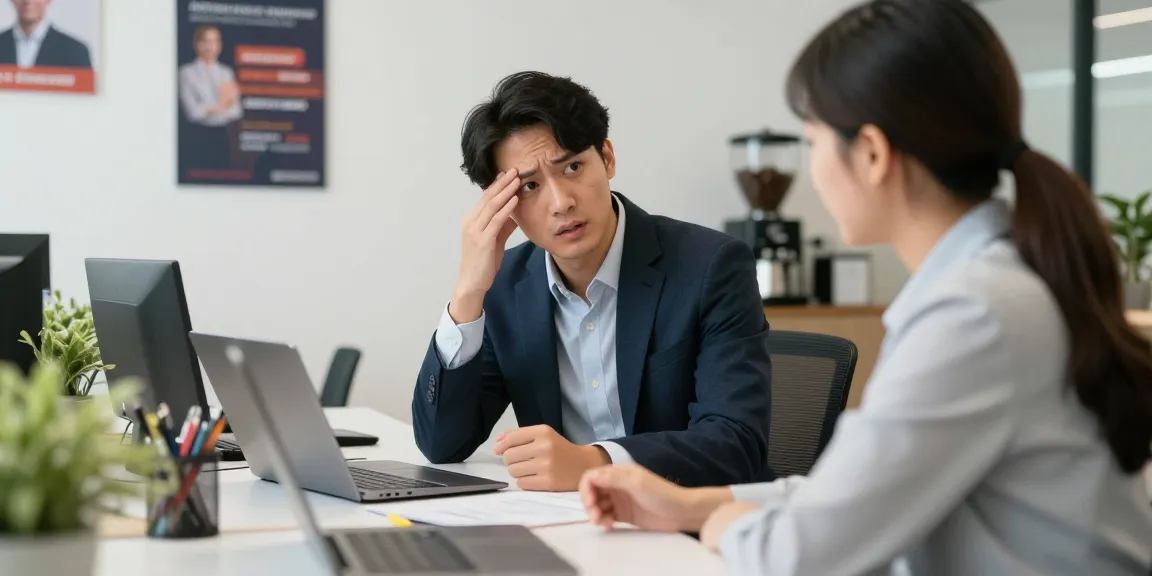 Diskussion über stress mit chef in modernem Büro mit professionellen Mitarbeitern