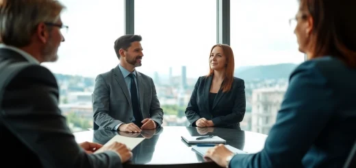 Headhunter Schweiz in einem professionellen Büro-Setting bei einem Gespräch mit einem Klienten.