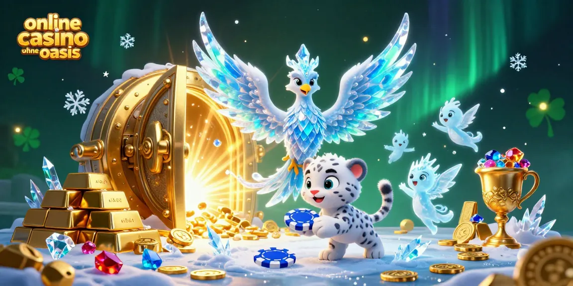 Engage with online casino ohne oasis featuring a vibrant scene of an ice phoenix and treasure elements.