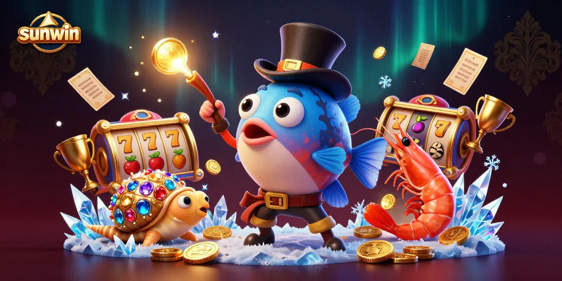 Engage with sunwin's vibrant world featuring characters and dynamic casino elements in an exciting sea setting.