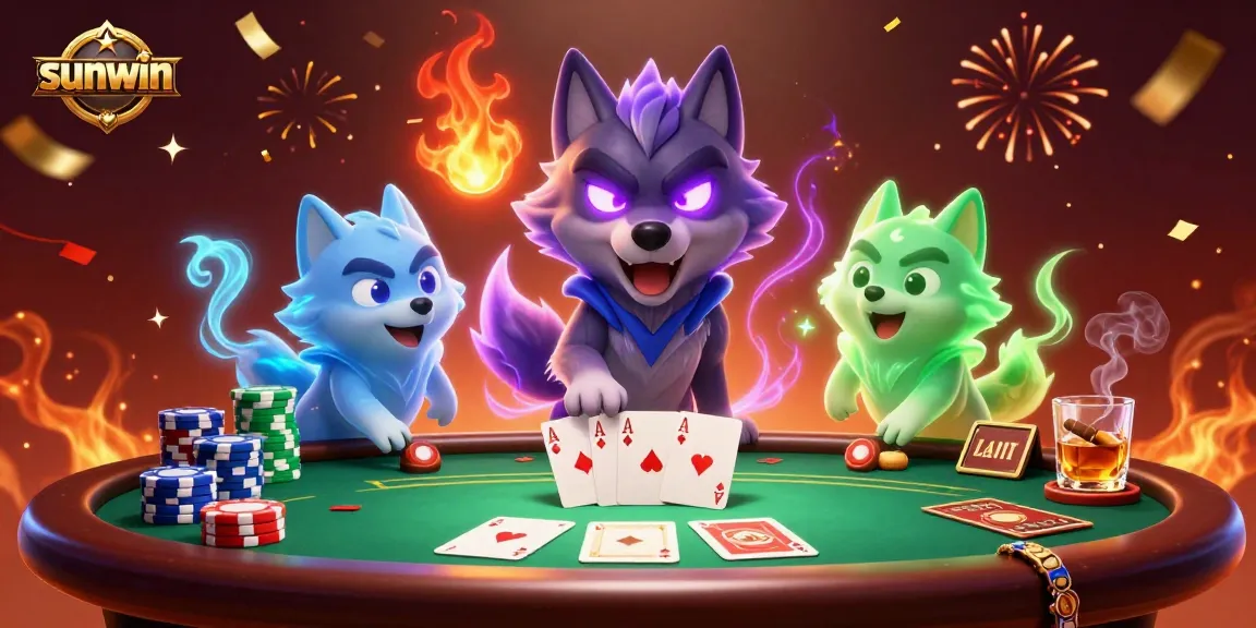 Engage in thrilling gaming with sunwin's captivating 3D casino illustration featuring intense poker action.